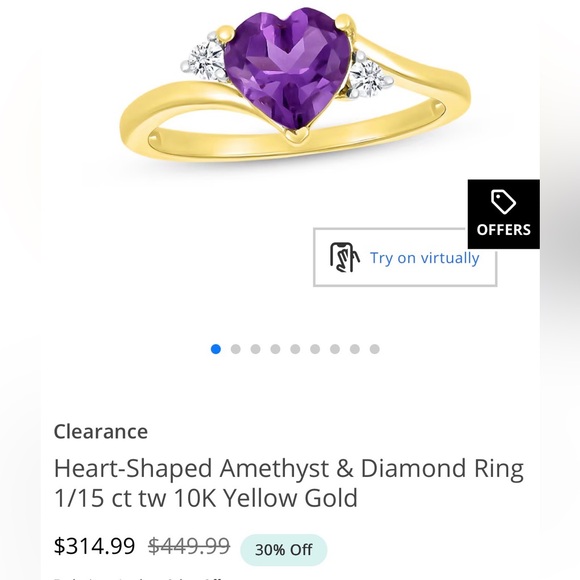 10k Gold Ring with heart amethyst Gemstone - Picture 6 of 8